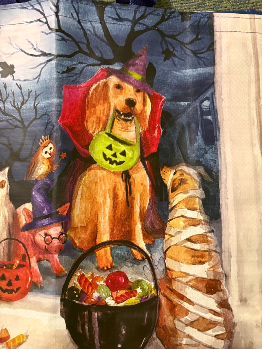 Trick-or-treat Dogs Halloween Reusable Shopping Large TJ Maxx Tote Bag - Picture 2 of 3